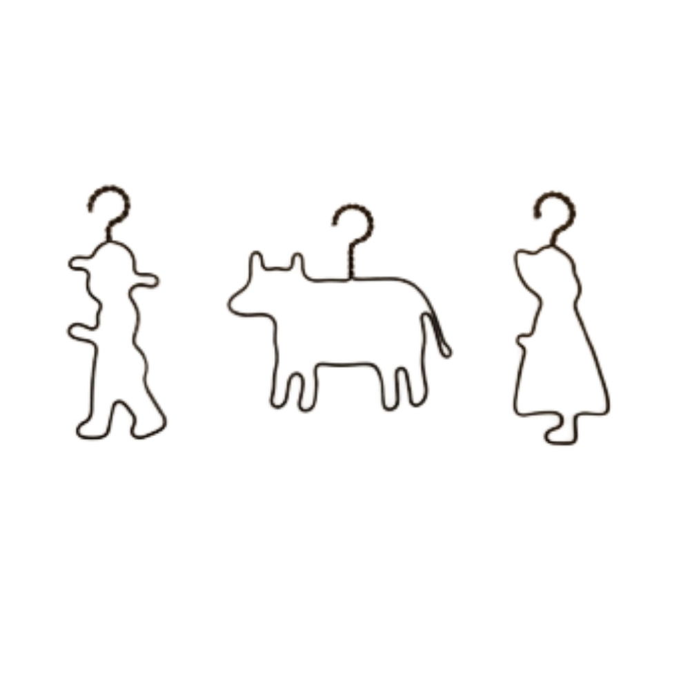 Wire Metal Wall Decor Set of 3 Boy Girl Cow Rustic Farmhouse